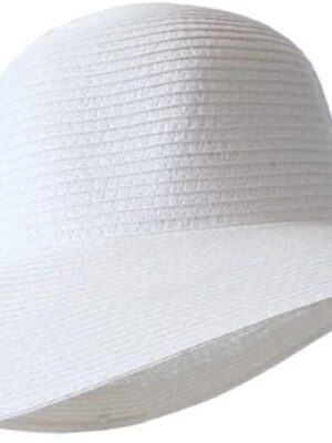 Women Floppy Straw Hat Wide Brim Foldable Packable Braid Cap UV Protection Summer Gardening Hiking Beach Sun Hat (White)