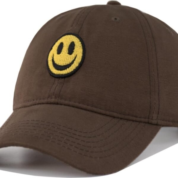Smile Face Baseball Cap Adjustable Dad Hat, Unstructured Soft Crown, Cute Embroidered Hat for Men and Women