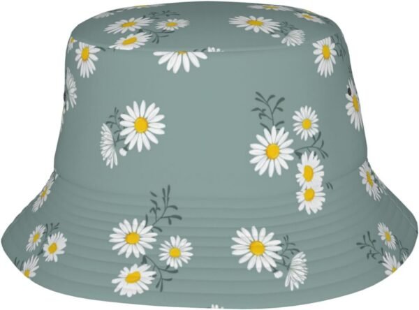 Small Daisy Green Chrysanthemum Flower Bucket Hats Fashion Sun Cap Packable Outdoor Fisherman Hat for Women and Men