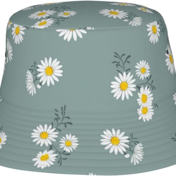Small Daisy Green Chrysanthemum Flower Bucket Hats Fashion Sun Cap Packable Outdoor Fisherman Hat for Women and Men
