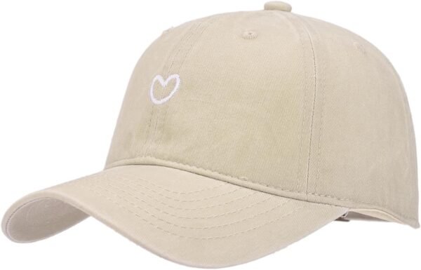 Women's Cute Heart Embroidered Baseball Cap Adjustable Vintage Washed Cotton Low Profile Dad Hat