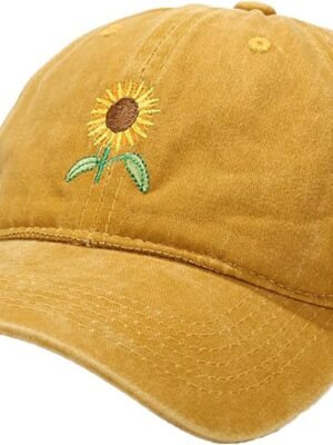 Women's Sunflowers Embroidered Baseball Cap Vintage Adjustable Outdoor Dad Hat