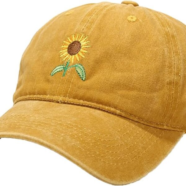 Women's Sunflowers Embroidered Baseball Cap Vintage Adjustable Outdoor Dad Hat