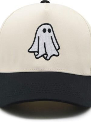 Halloween Ghost Trucker Hat, Goth Embroidered Baseball Caps for Men & Women, Cute Spooky Gifts for Festival Wear