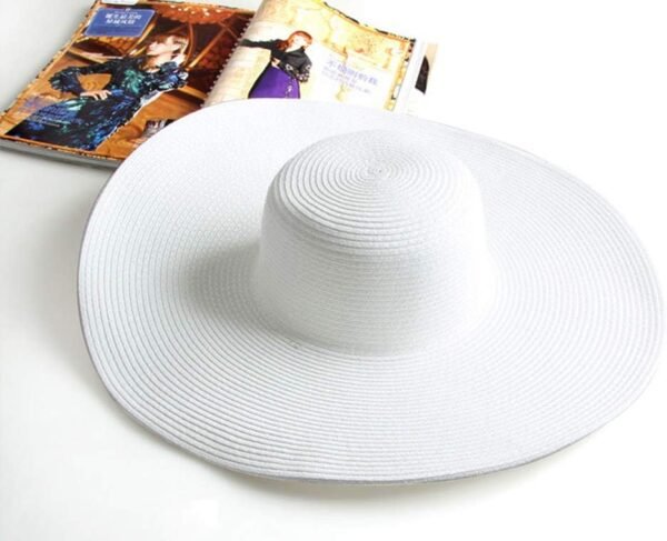 Women Floppy Straw Hat Wide Brim Foldable Packable Braid Cap UV Protection Summer Gardening Hiking Beach Sun Hat (White)