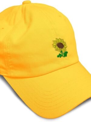 Custom Soft Baseball Hat Embroidered Dad Hat Plants Fringe Sunflower Embroidery Men & Ladies Baseball Cap