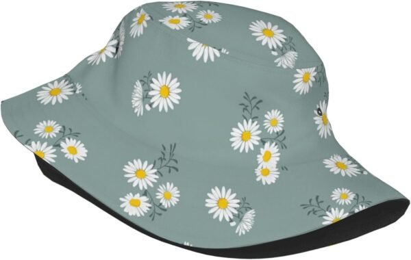 Small Daisy Green Chrysanthemum Flower Bucket Hats Fashion Sun Cap Packable Outdoor Fisherman Hat for Women and Men