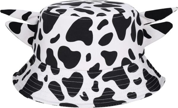 Cow Print Bucket Hat Cute Bucket Hat Beach Fisherman Hat Summer Travel Sun Hat Beach Hat Reversible for Both Men and Women Black