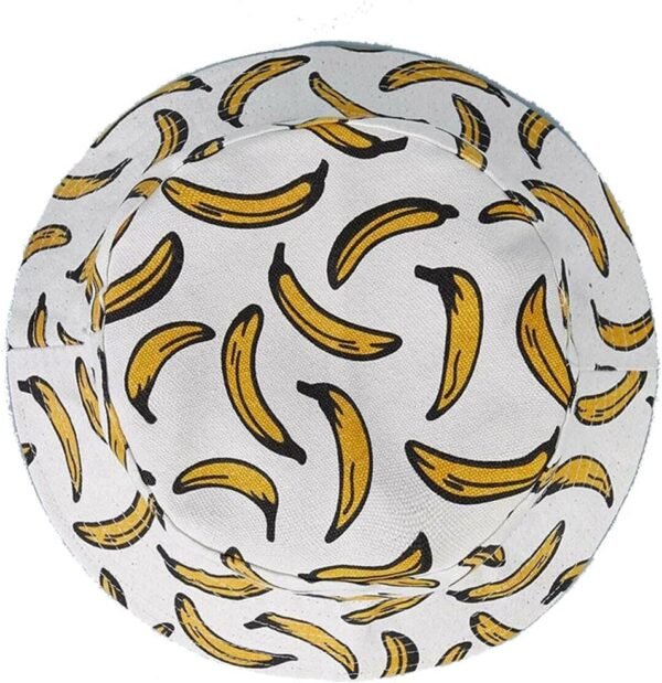 Fruit Print Bucket Hat Tropical Pattern Sun Hats Reversible Packable Fishing Cap for Women, Men, White