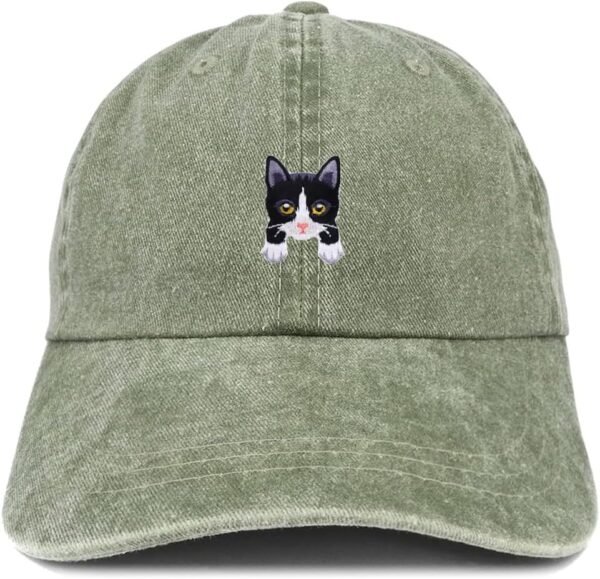 Trendy Apparel Shop Tuxedo Cat Kitten Patch Pigment Dyed Washed Baseball Cap