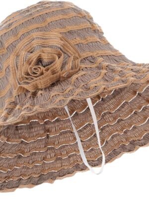 Women Ruffled Sun Hat Foldable Beach Hat Floppy Lace Wide Brim Cap Summer UV Protection Travel Garden Outdoor