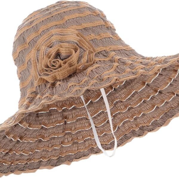 Women Ruffled Sun Hat Foldable Beach Hat Floppy Lace Wide Brim Cap Summer UV Protection Travel Garden Outdoor
