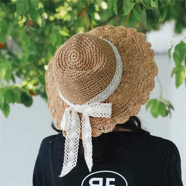 Summer Beach Sun Straw Hats for Women Wide Brim Packable Travel Bucket Hats UPF 50+