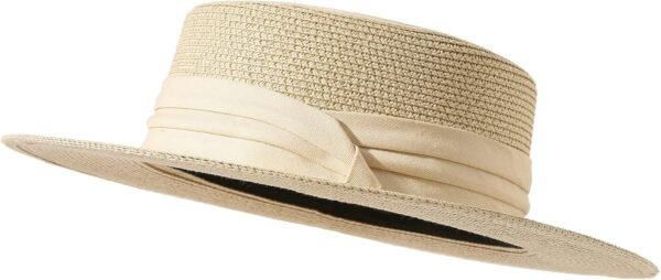 Sun Hats for Women Wide Brim Straw Boater Hat Foldable Packable Beach Hat for Summer Fit Size 6 8/7-7 1/4