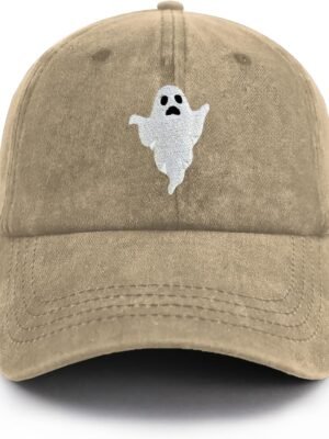 Ghost Hat Halloween Baseball Cap Embroidered Spooky Hat Adjustable Fashion Hats for Men Women