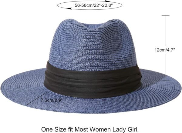 Women UPF50 Foldable Summer Straw Hat Wide Brim Fedora Sun Beach hat