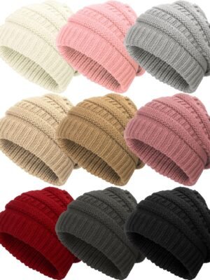 9 Pcs Slouchy Beanies for Women Cold Weather Hats Warm Caps Christmas Winter Gifts Beanies