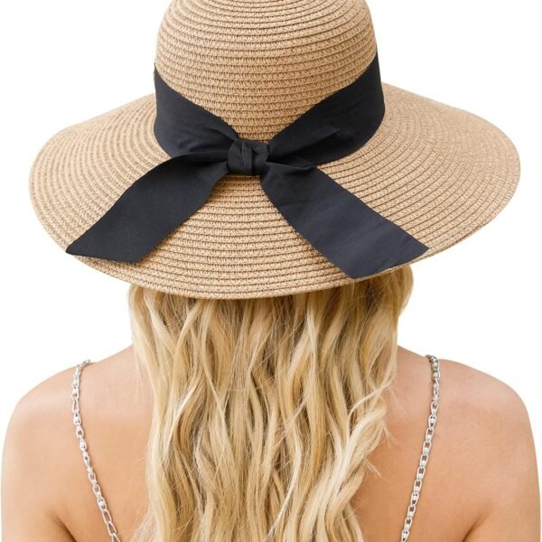Beach Hat for Women, Wide Brim Sun Straw Hat for Women, Sun Hat Women UPF 50+ UV Protection, Floppy Foldable Summer Hat