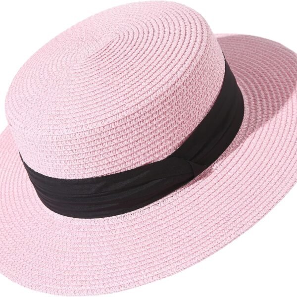 Sun Hats for Women Wide Brim Straw Boater Hat Foldable Packable Beach Hat for Summer Fit Size 6 8/7-7 1/4