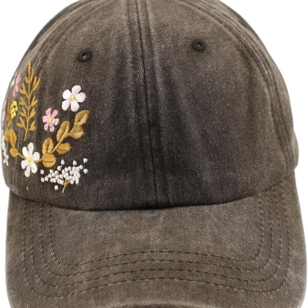 Floral Baseball Cap for Men and Women - Embroidery Hip Hop Caps, Washed Vintage Retro Dad Hats Colorful Flowers Outdoor,Black 2026
