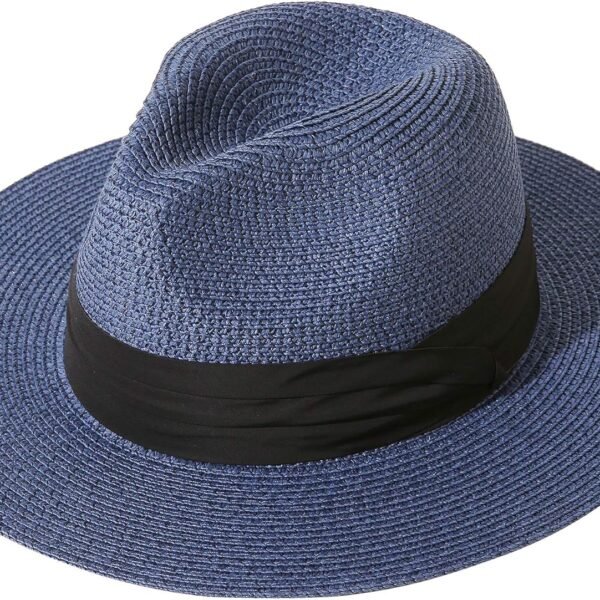 Women UPF50 Foldable Summer Straw Hat Wide Brim Fedora Sun Beach hat